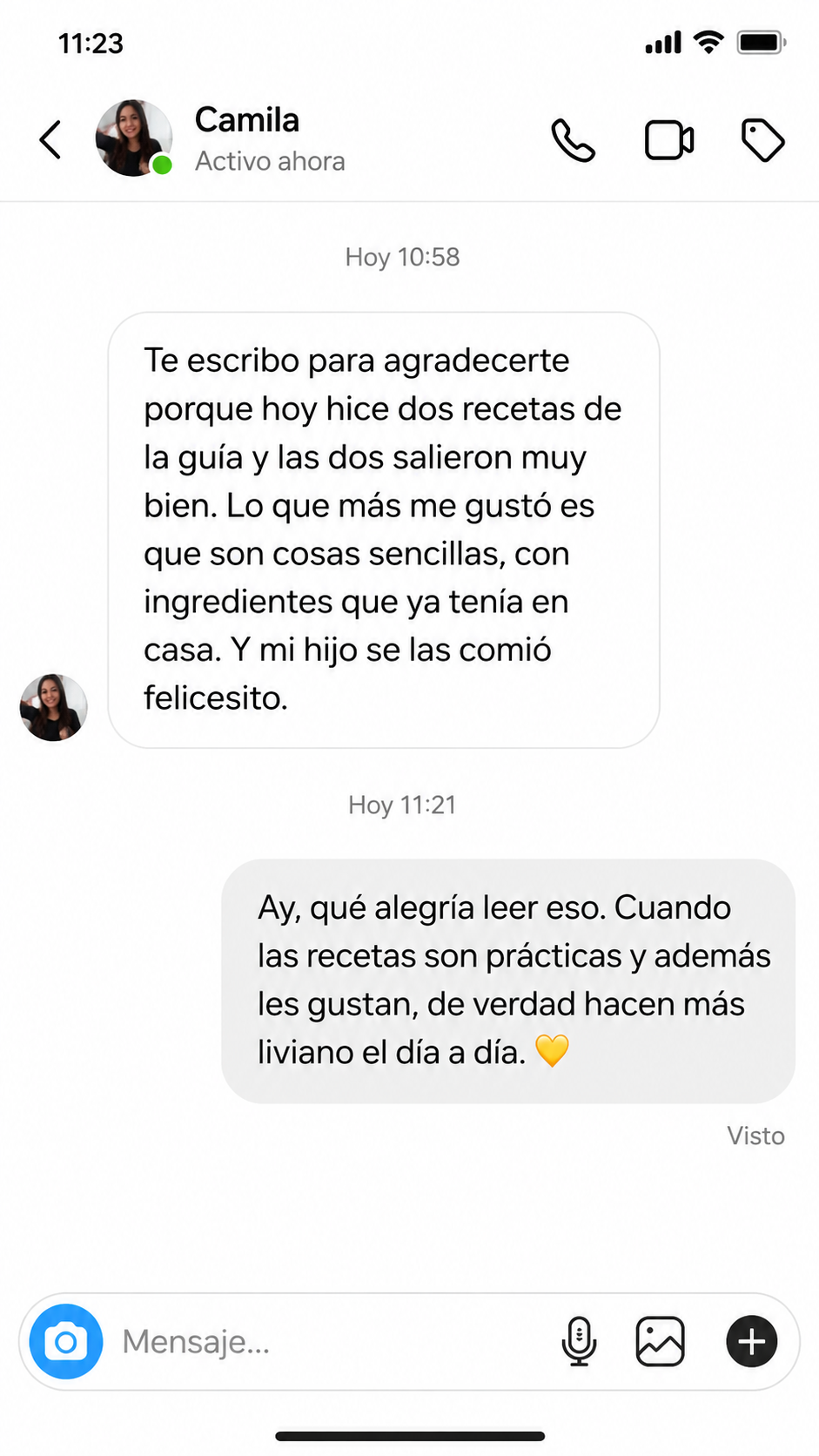 Mensaje de mamá agradeciendo por el Mapa